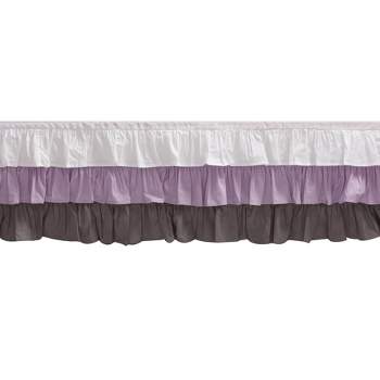  Bacati - 3 Layer Ruffled Crib/Toddler Bed Skirt - White/Lilac/Gray