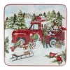 Set of 4 Red Truck Snowman Dining Dessert Plates - Certified International - image 2 of 4