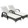 Resenkos 2 Reclining Chaise Lounge Chairs, Outdoor Sectional Furniture, PE Rattan, Mixed Brown and Cream White - 2 of 4