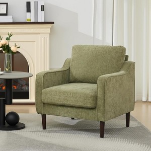 Coucheta Modern Accent Chair, Linen Upholstered, Mid-Century Design, Ergonomic Support, Compact for Living Room & Bedroom - 1 of 4