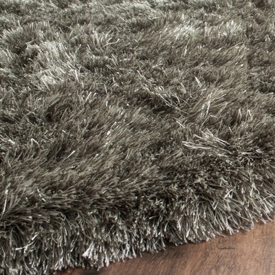 Celestial Silver 7' Round Synthetic Shag Area Rug