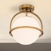 C Cattleya 1-Light Antique Brass Sphere Semi Flush Mount with Opal Glass Shade - 2 of 4