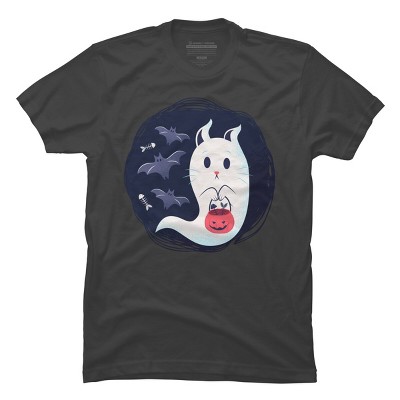 Men's Design By Humans halloween ghost cat By ArtStyleAlice T-Shirt
