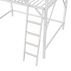 Racxily Queen Size Loft Bed with Ladder, Metal Queen Loft Bed with Storage Shelves, High Loft Bed for Kids Teens, White - 4 of 4