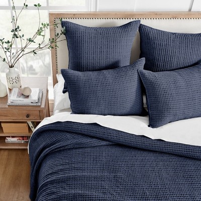Navy Cotton Waffle Weave Standard Sham Set