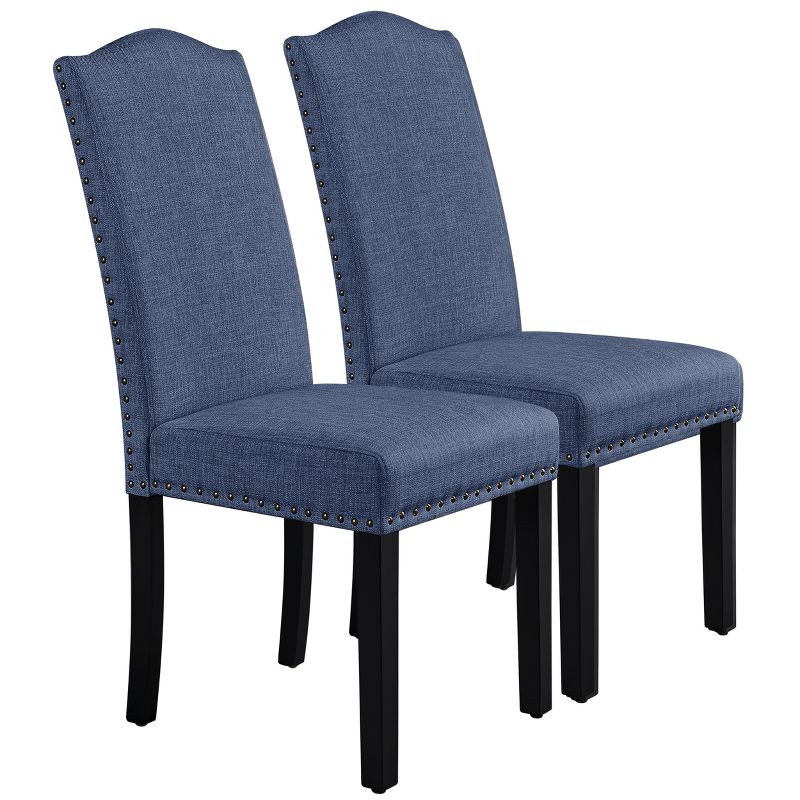 Yaheetech Set of 2 Fabric Upholstered Classic Tall Back Dining Chair, 1 of 12