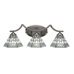 Toltec Lighting Zilo 3 - Light Vanity in  Graphite with 7" Pewter Art Glass Shade - 1 of 1
