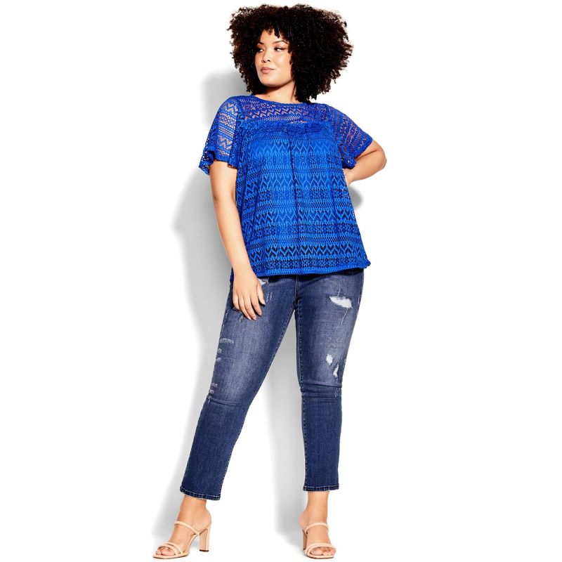 Women's Plus Size Serenity Short Sleeve Top - blue | CITY CHIC, 2 of 6