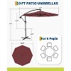 10FT Hanging Cantilever Umbrella, Outdoor Sun Shade with Easy Tilt Adjustment, 8 Ribs, UV Protection for Backyard, Garden and Pool - 4 of 4