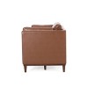Warbler Contemporary Faux Leather Upholstered 3 Seater Sofa Cognac Brown/Espresso - Christopher Knight Home: Low-Profile, Tapered Legs - 3 of 4