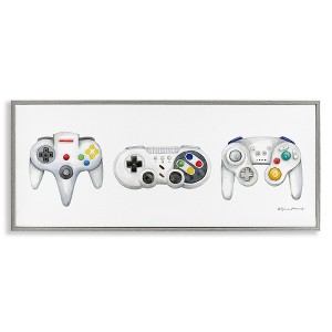 Stupell Industries Vintage Video Game Controllers Framed Giclee Art, Gray, 24" x 10" - 1 of 4