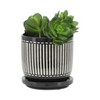 Gulches 2 Piece Ceramic Aztec Planters w/ Saucers, Sizes 4.5x4.5x4.5" & 6x6x5.75" - Perfect for Hall, Bedroom, Florist etc. - 3 of 4