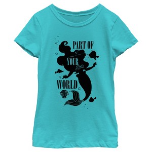 Girl's The Little Mermaid Ariel and Flounder Part of Your World T-Shirt - 1 of 4