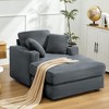 Hyleory Corduroy Chaise Lounge Chair Single Seater Recliner with Ottoman Modern Accent Chair for Living Room or Bedroom - 2 of 4