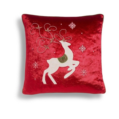 20"x20" Oversize Prancing Reindeer Square Throw Pillow Red - Sure Fit