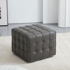17.32''W Genuine Leather Tufted Ottoman,Footstool for Living Room & Bedroom - 3 of 4