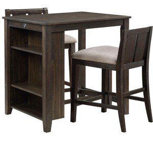 NicBex 3 Piece Dining Table Set witH USB Ports & Side Storage Modern Kitchen Side Table with Upholstered Side Chairs for Dining Room - 1 of 4