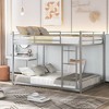 CAVINAS Full over Full Bunk Bed Metal Bed Frame with Full Length Guardrails and Ladder for Bedroom, Silver - 2 of 4