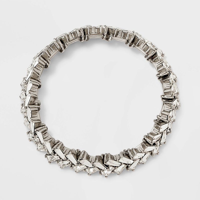 Baguette Stone Stretch Bracelet - Silver, 3 of 5