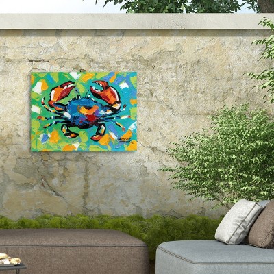 Colorful Crab Outdoor Canvas Print with Weather Resistant Frame