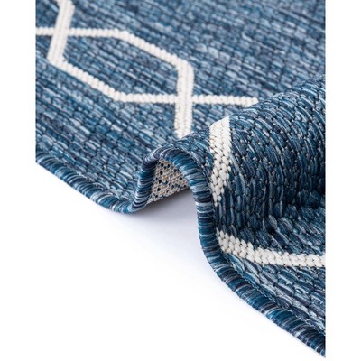 Coastal Charm Easy-Care Blue Trellis 4' x 6' Outdoor Rug