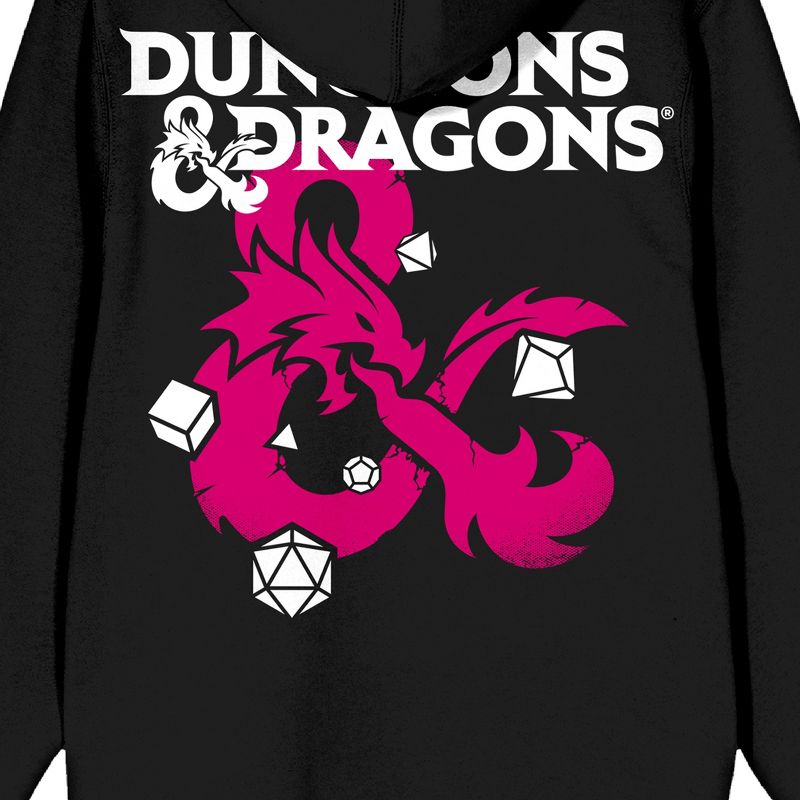Dungeons & Dragons Ampersand Logo Long Sleeve Black Men's Zip-Up Hooded Sweatshirt, 4 of 5