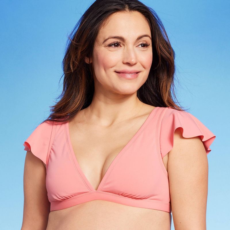 Flounce Sleeve Bikini Maternity Swimsuit Top - Isabel Maternity by Ingrid & Isabel™ Pink, 3 of 4