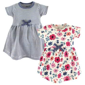 Touched by Nature Baby and Toddler Girl Organic Cotton Short-Sleeve Dresses 2pk, Garden Floral