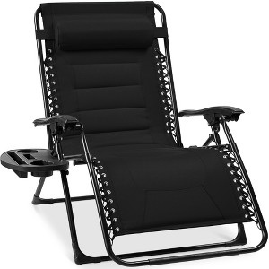 Best Choice Products Oversized Padded Zero Gravity Chair, Folding Outdoor Patio Recliner w/ Side Tray - 1 of 4