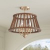 Possini Euro Design Givens 15 3/4" Modern Semi Flush-Mount Ceiling Light Fixture Kitchen Foyer Round 4-Light Brown Satin Bronze and Wood Finish Metal - 2 of 4