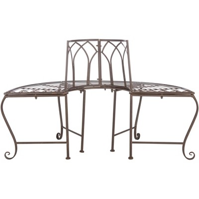 Abia Rustic Brown Wrought Iron Outdoor Tree Bench