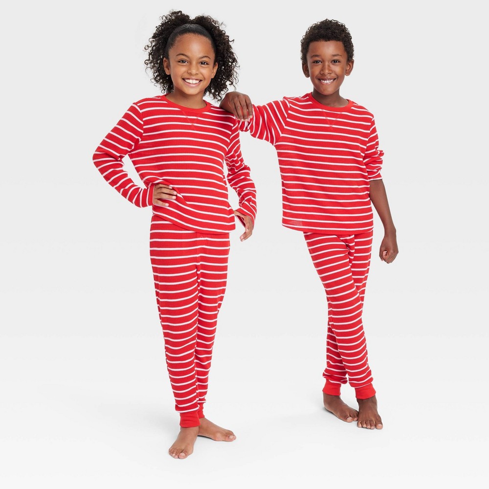 Kids' Striped Matching Family Thermal Pajama Set - Wondershop™ Red XS