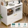 White Lateral File Cabinet with A Large Drawer, Open Adjustable Shelves & Charging Station - 3 of 4