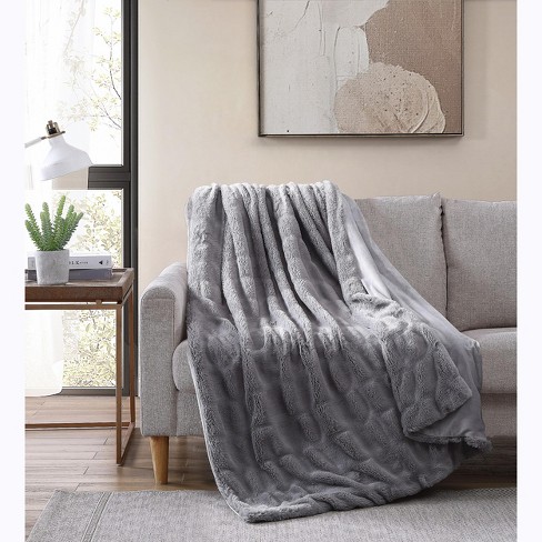 Kate Aurora Living Ultra Soft And Plush Tufted Hypoallergenic Fleece Throw  Blanket Covers - Grey