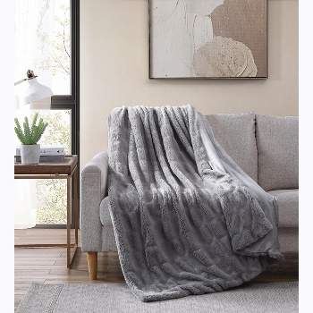 Kate Aurora Ultra Soft & Premium Plush Oversized Faux Rabbit Fur Accent Throw Blanket - 50 in. W x 70 in. L
