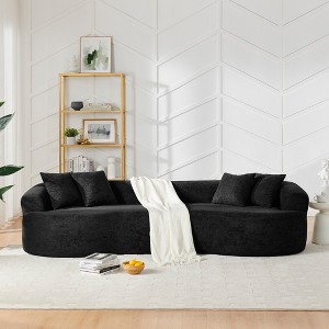 VASIP Modern Curved Cloud Section -4 Seat Chenille Curved Sofa, No Assembly, Living Room, Apartment,Office Simple Design(Black) - 1 of 4
