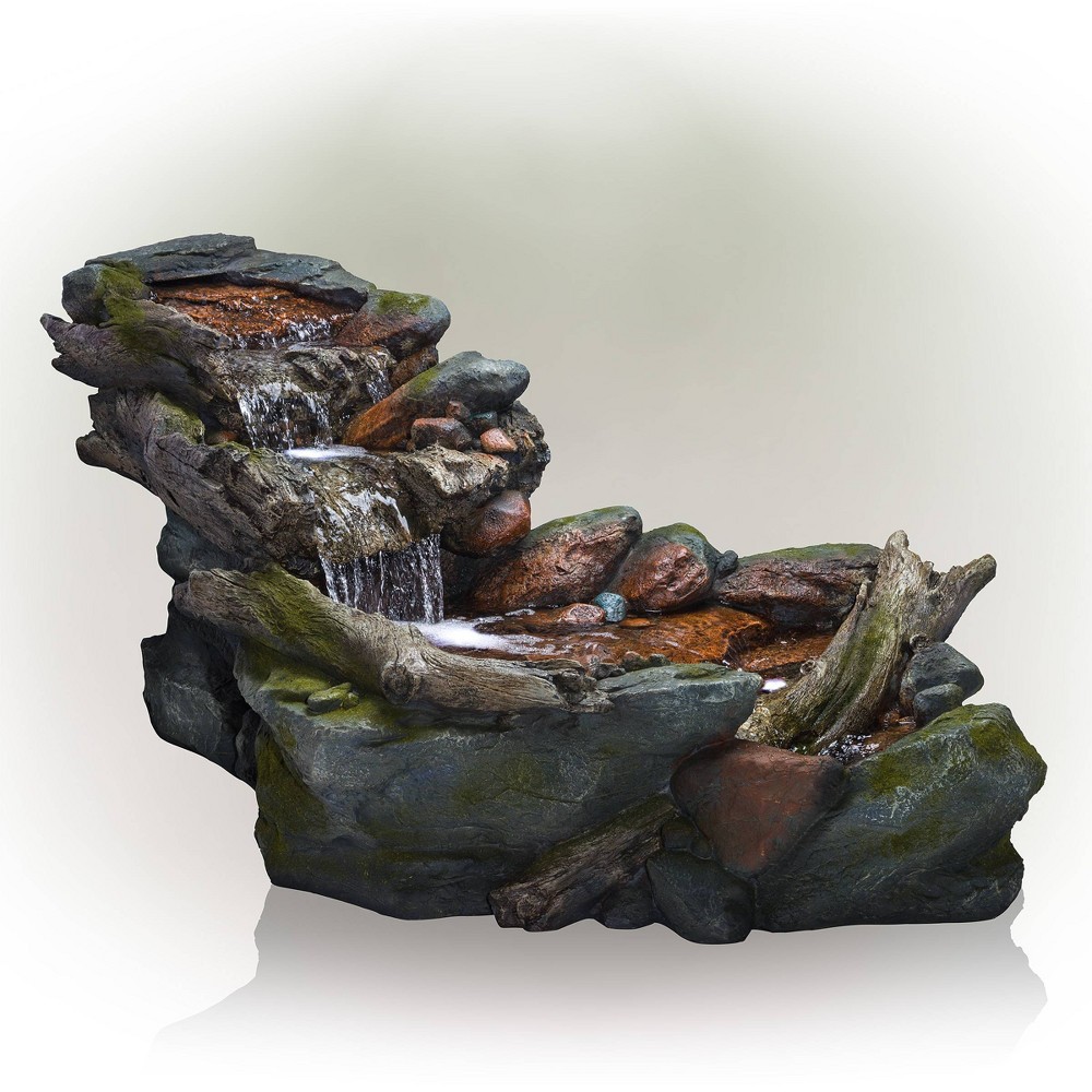 Photos - Fountain Pumps Alpine Corporation 28" Resin 3-Tier Rainforest Fountain with LED Lights Bronze: Outdoor Water Fixture, Electric Power, No Ba