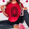Simply Sage Market Women's Rainbow Be Mine Heart Distressed Short Sleeve Garment Dyed Tee - 2 of 4