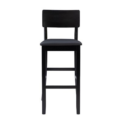 Torino 31" Solid Back Black Wood and Faux Leather Barstool