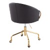 TiramisuBest Contemporary Black Faux Leather Task Chair, Adjustable Height, Gold Base & Casters - 3 of 4