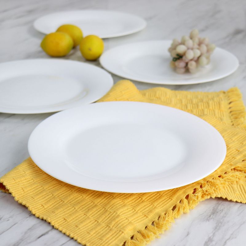 Gibson Ultra Farthington 4 Piece Tempered Opal Glass Dinner Plate Set in White, 2 of 7