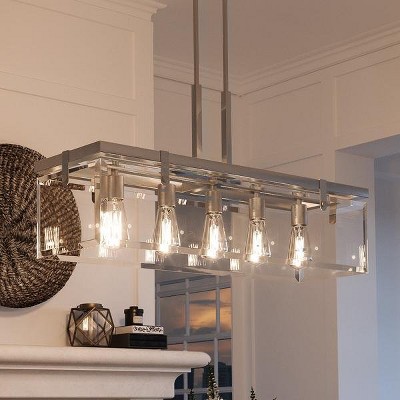 Urban Ambiance Luxury Modern Farmhouse Chandelier,  15-3/4"H x 36-3/4"W,  Brushed Nickel Finish, UHP2441
