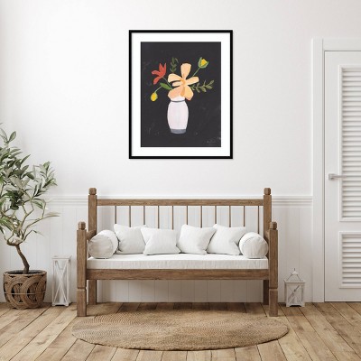 Floral on Black II 33" x 41" Framed Graphic Art Print