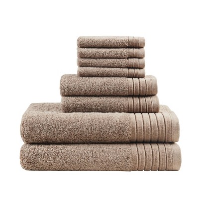 8pc Velvetine Cotton Bath Towel Set Taupe