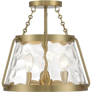 Savoy House Crawford 3 - Light Semi-Flush Mount in  Warm Brass - 1 of 3