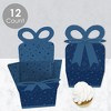 Big Dot of Happiness Navy Confetti Stars - Square Favor Gift Boxes - Simple Party Bow Boxes - Set of 12 - 3 of 4
