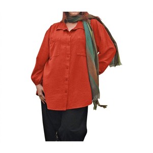 Women's Long Sleeve Button Up Shirt - Plus - On The Plus Side - 1 of 2