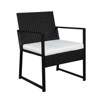 Black 3-Piece Wicker Outdoor Bistro Set with White Cushion - 3 of 4