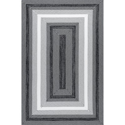 Nuloom Kaila Ombre Bordered Indoor and Outdoor Patio Area Rug, Black, 4'x6'