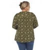 Plus Size Pleated Long Sleeve Leaf Print Blouse - 3 of 4